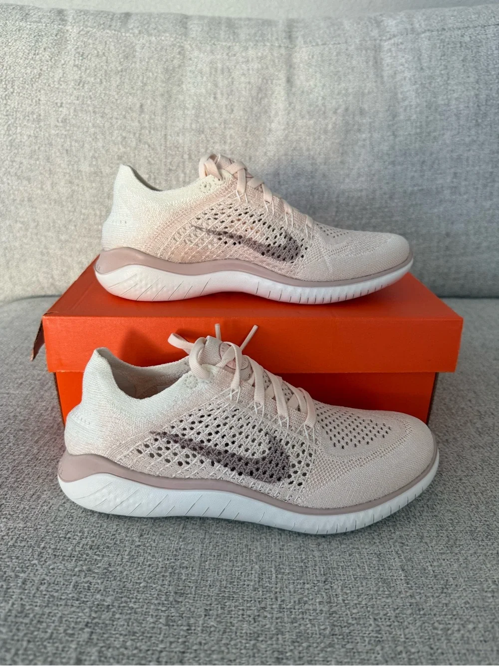 Nike Women’s Flyknit Running Shoes - Light Pink with Dark Swoosh - Picture 4 of 7